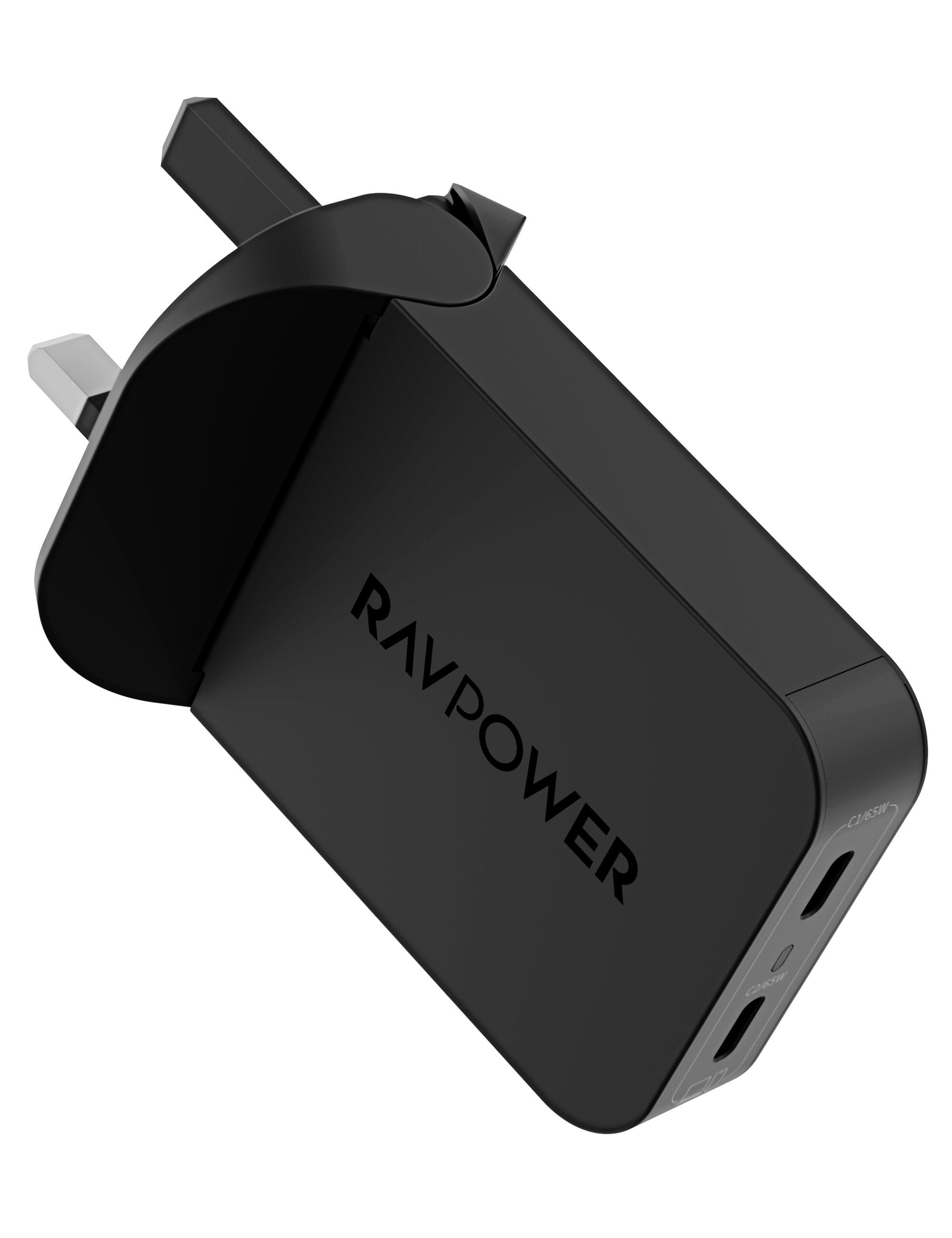 راف باور,شاحن حائط  PD Pioneer 65W ثنائي المنفذ، أسود