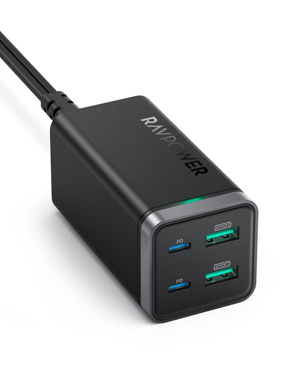 راف باور،شاحن حائط RP-PC136 PD Pioneer 65W 4-Port أسود