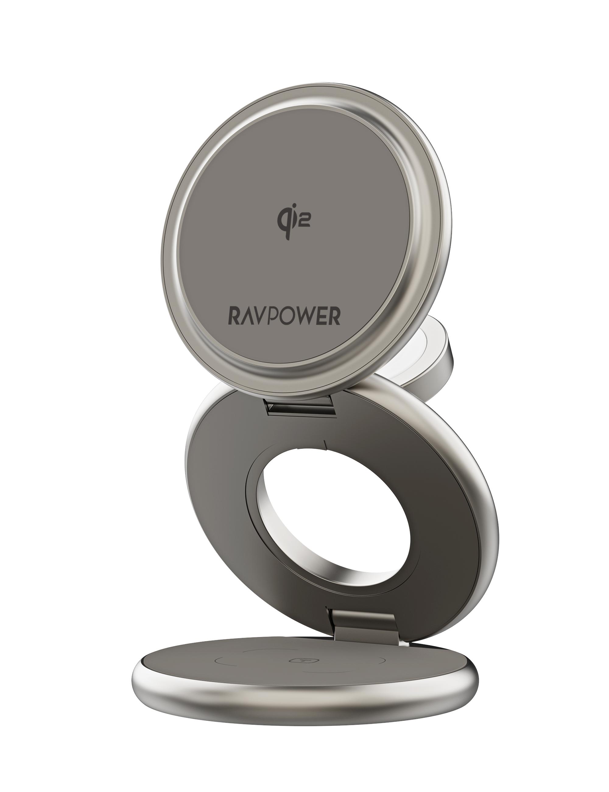 راف باور,شاحن لاسلكي  RP-WC1008 بريميوم قابل للطي 3 في 1 بقدرة 15 وات