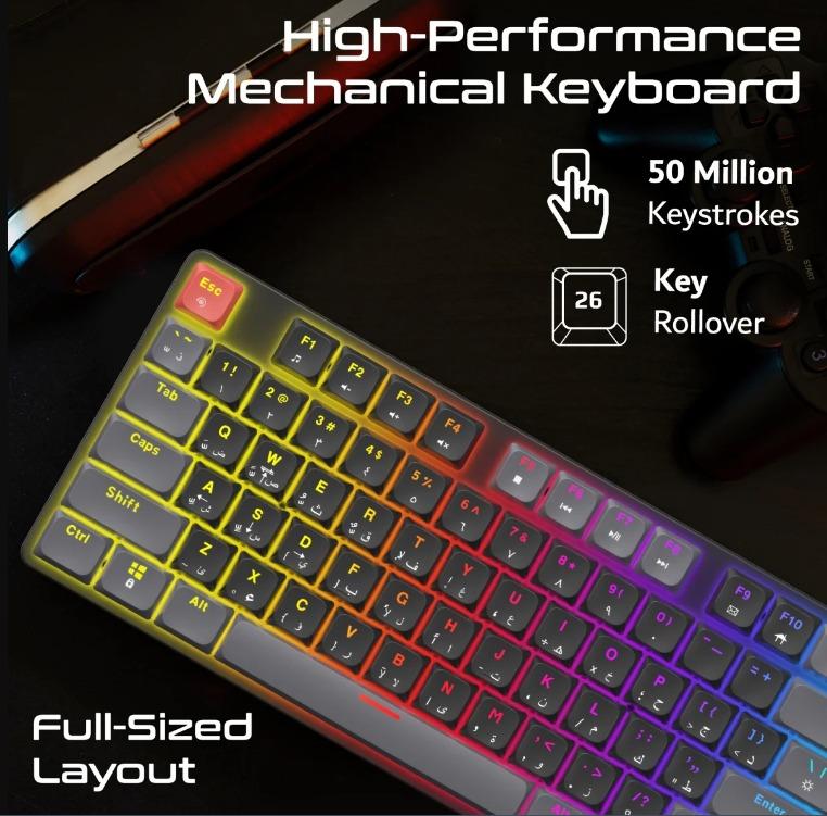 StealthKey لوحة مفاتيح ألعاب ميكانيكية عالية الأداء بمفاتيح منخفضة الارتفاع
