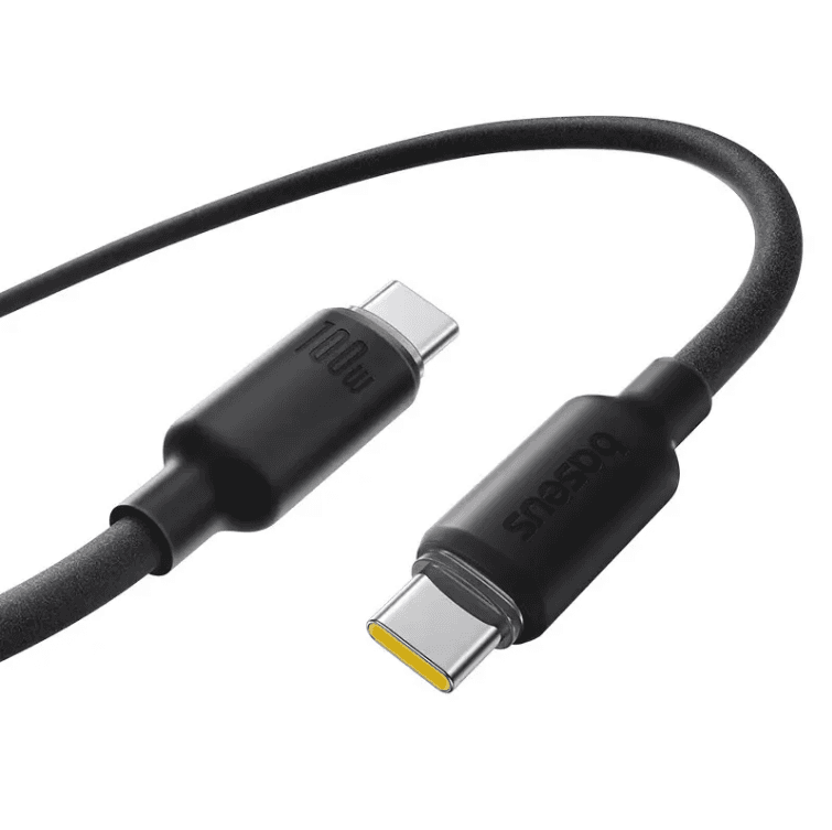 كابل بيانات سريع الشحن من السيليكون من Baseus USB-C إلى USB-C بقوة 100 وات بطول 2 متر