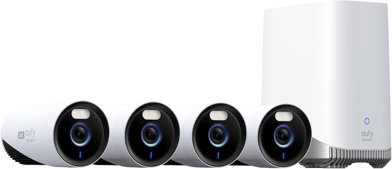 كاميرا EufyCam E330 4K احترافية (مجموعة من 4 كاميرات بسعة تخزين 1 تيرابايت)