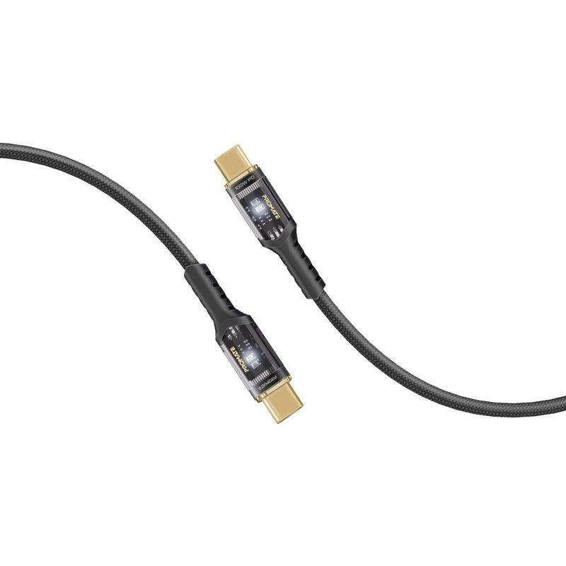 كابل USB-C فائق السرعة لتوصيل الطاقة 100 واط مع أغطية شفافة
