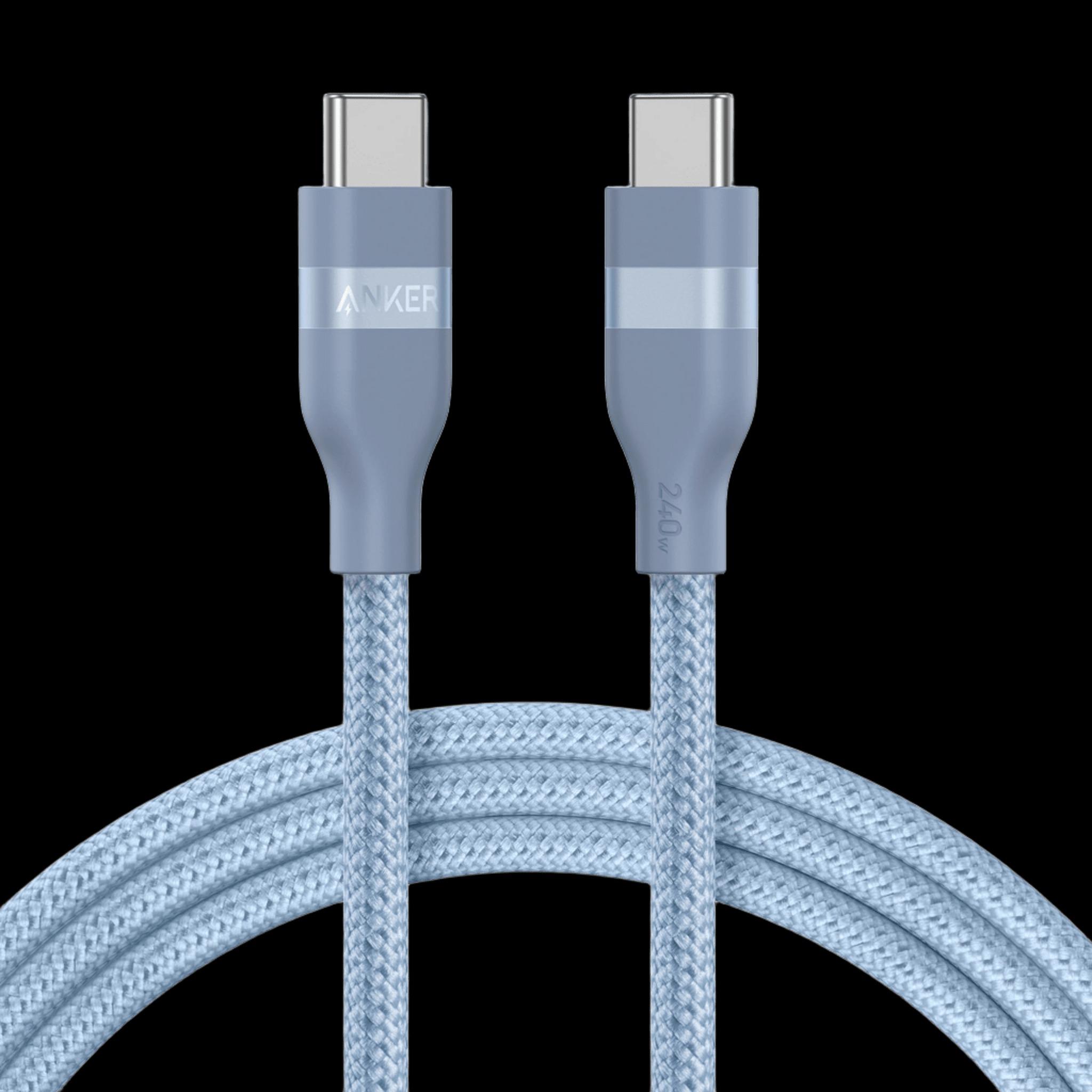 كيبل Anker USB-C إلى USB-C بقوة 240 واط (مُجدّد - مضفر) (0.9 متر/3 قدم)