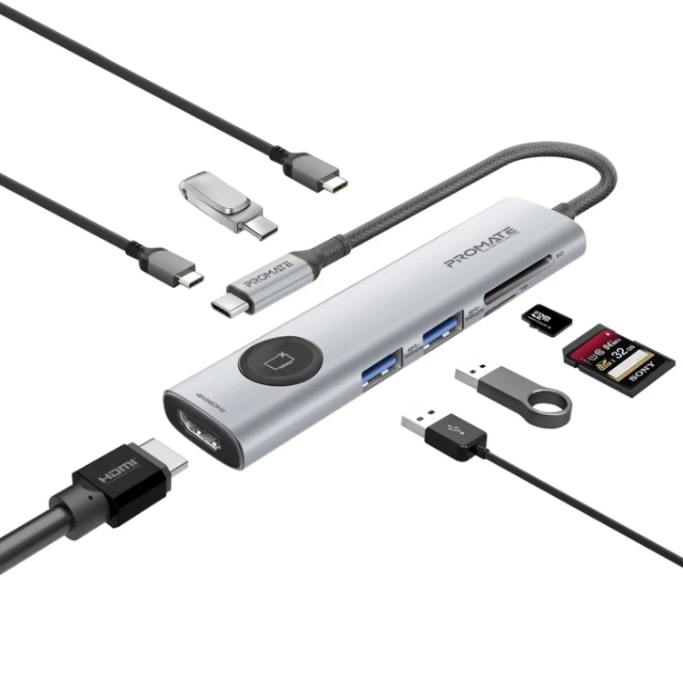 موزع USB-C عالي السرعة متعدد الوظائف بدقة 4K@60Hz مع زر خصوصية الشاشة