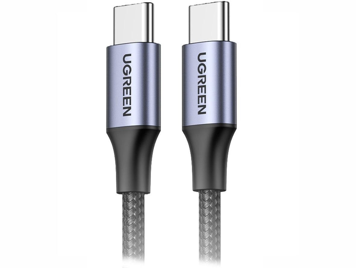 يوجرين يو اس بي 2.0 سي ام /ام كابل دائري مطلي بالنيكل وغطاء ألومنيوم 1 متر - رمادي أسود