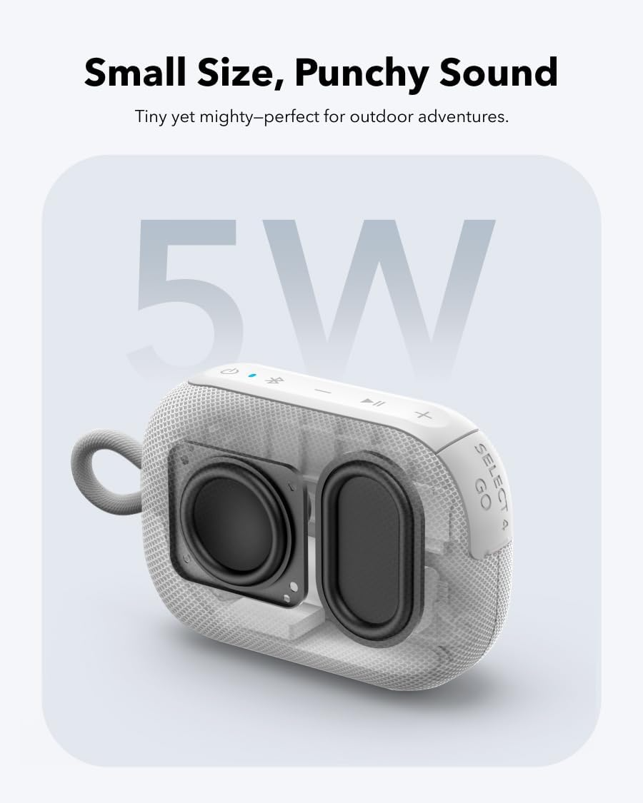 مكبر صوت بلوتوث سيليكت 4 جو من ساوند كور محمول بوقت تشغيل يصل لـ 20 ساعة مقاوم للماء والغبار IP67 قابل للطفو بصوت قوي مثالي للاستخدام الداخلي والخارجي والمشي لمسافات طويلة وركوب الدراجات