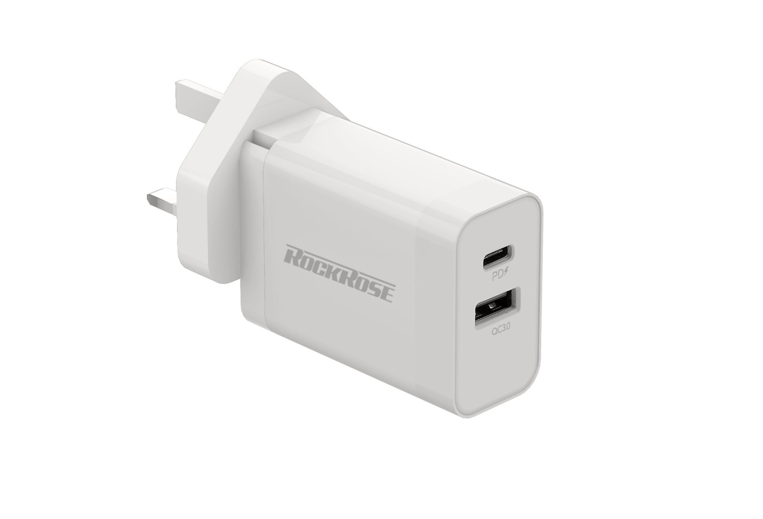 "شاحن سفر بمنفذين PD وQC 3.0 بحد أقصى 30 وات