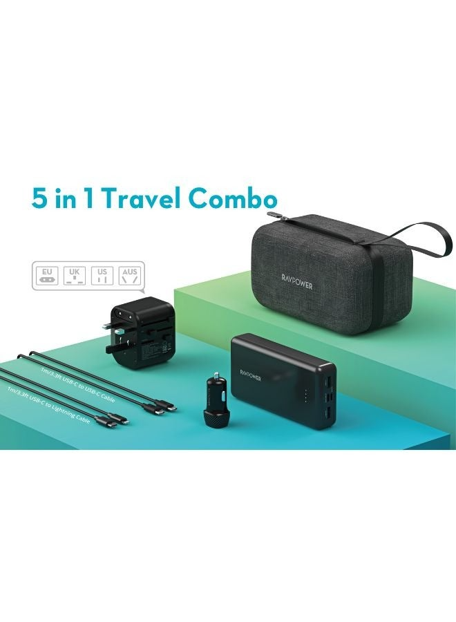 راف باور،مجموعة باور بانك 5 في 1 بريميوم RP-PB1231 – أسود