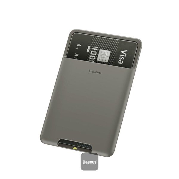 حقيبة بطاقات من السيليكون بظهر لاصق من Baseus باللون الرمادي الداكن