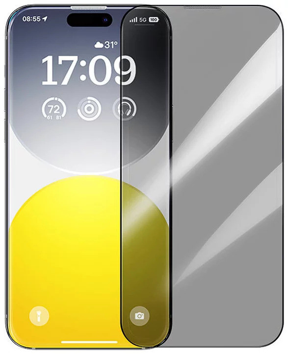 واقي شاشة زجاجي للخصوصية بتغطية كاملة من سلسلة Baseus Diamond لهاتف iPhone 15