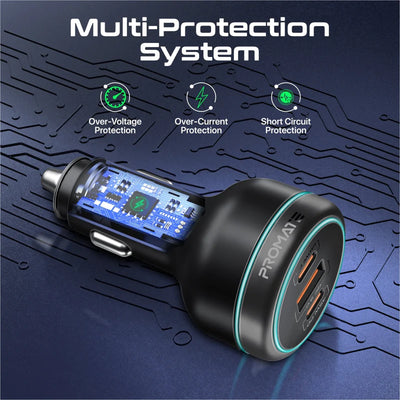 شاحن سيارة 230 واط RapidCharge™ مع توصيل طاقة مزدوج ومنافذ شحن سريع